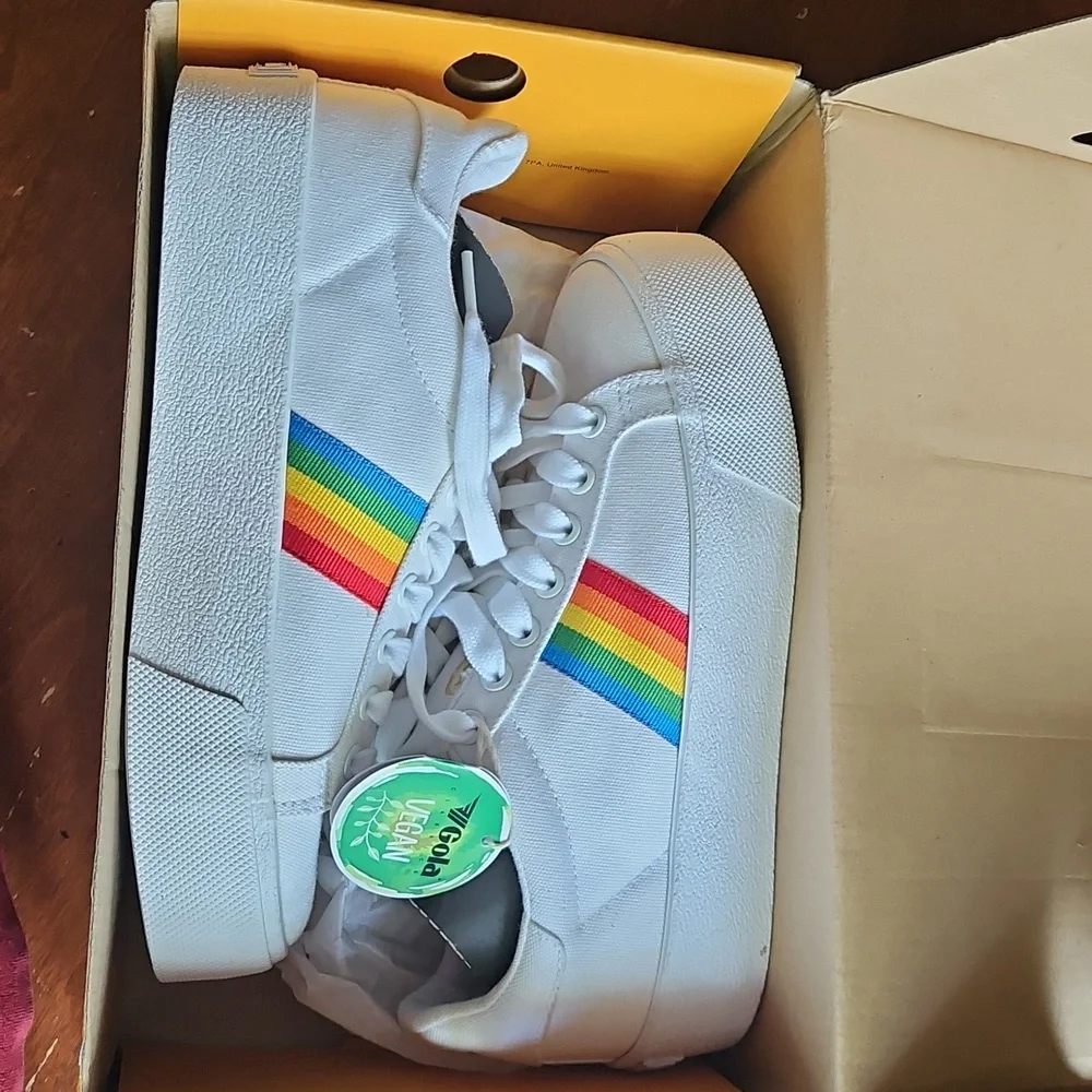 NIB Gola Women's Orchid Platform Sneakers with Rainbow Stripe 7 - Picture 9 of 9